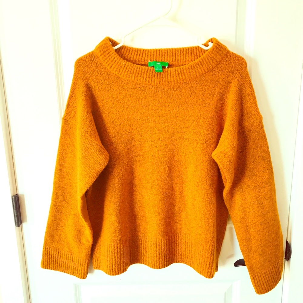 Gold crop sweater.
